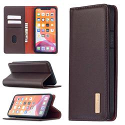 Binfen Color BF06 Luxury Classic Genuine Leather Detachable Magnet Holster Cover for iPhone 11 Pro Max (6.5 inch) - Dark Brown