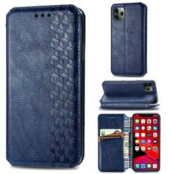 Ultra Slim Fashion Business Card Magnetic Automatic Suction Leather Flip Cover for iPhone 11 Pro Max (6.5 inch) - Dark Blue