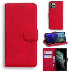 Retro Classic Skin Feel Leather Wallet Phone Case for iPhone 11 Pro Max (6.5 inch) - Red