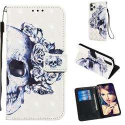 Skull Flower 3D Painted Leather Wallet Case for iPhone 11 Pro Max (6.5 inch)