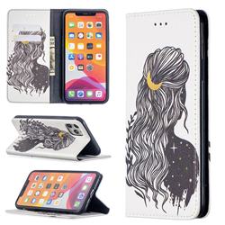 Girl with Long Hair Slim Magnetic Attraction Wallet Flip Cover for iPhone 11 Pro Max (6.5 inch)