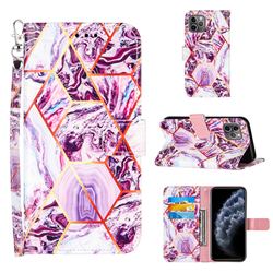 Dream Purple Stitching Color Marble Leather Wallet Case for iPhone 11 Pro Max (6.5 inch)