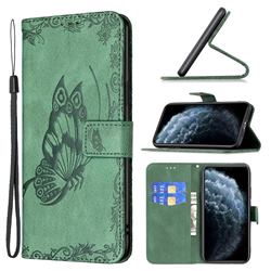 Binfen Color Imprint Vivid Butterfly Leather Wallet Case for iPhone 11 Pro Max (6.5 inch) - Green