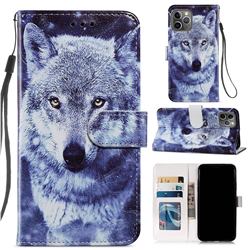 White Wolf Smooth Leather Phone Wallet Case for iPhone 11 Pro Max (6.5 inch)