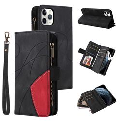 Luxury Two-color Stitching Multi-function Zipper Leather Wallet Case Cover for iPhone 11 Pro Max (6.5 inch) - Black