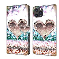 Pink Diamond Heart Crystal PU Leather Protective Wallet Case Cover for iPhone 11 Pro Max (6.5 inch)