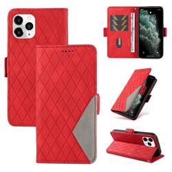 Grid Pattern Splicing Protective Wallet Case Cover for iPhone 11 Pro Max (6.5 inch) - Red