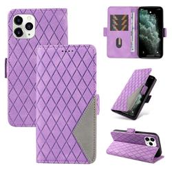 Grid Pattern Splicing Protective Wallet Case Cover for iPhone 11 Pro Max (6.5 inch) - Purple