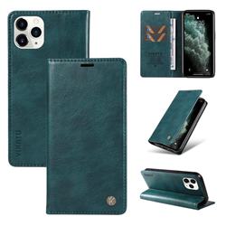 YIKATU Litchi Card Magnetic Automatic Suction Leather Flip Cover for iPhone 11 Pro Max (6.5 inch) - Dark Blue