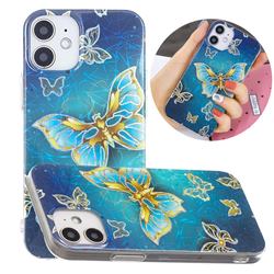 Golden Butterfly Painted Galvanized Electroplating Soft Phone Case Cover for iPhone 12 mini (5.4 inch)