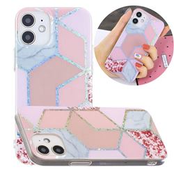 Pink Marble Painted Galvanized Electroplating Soft Phone Case Cover for iPhone 12 mini (5.4 inch)