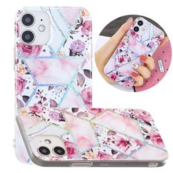 Rose Flower Painted Galvanized Electroplating Soft Phone Case Cover for iPhone 12 mini (5.4 inch)
