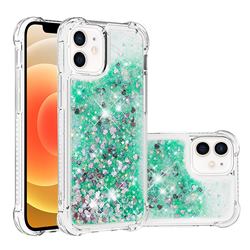 Dynamic Liquid Glitter Sand Quicksand TPU Case for iPhone 12 mini (5.4 inch) - Green Love Heart