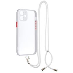 Necklace Cross-body Lanyard Strap Cord Phone Case Cover for iPhone 12 mini (5.4 inch) - White
