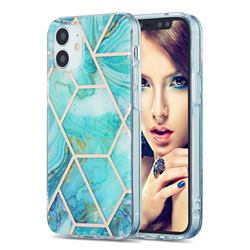Blue Sea Marble Pattern Galvanized Electroplating Protective Case Cover for iPhone 12 mini (5.4 inch)