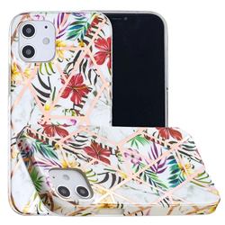Tropical Rainforest Flower Painted Marble Electroplating Protective Case for iPhone 12 mini (5.4 inch)