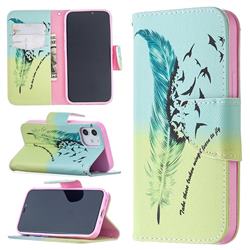 Feather Bird Leather Wallet Case for iPhone 12 mini (5.4 inch)
