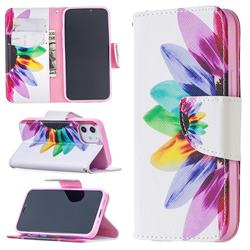 Seven-color Flowers Leather Wallet Case for iPhone 12 mini (5.4 inch)