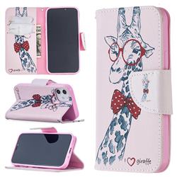 Glasses Giraffe Leather Wallet Case for iPhone 12 mini (5.4 inch)