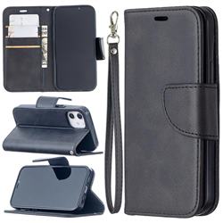 Classic Sheepskin PU Leather Phone Wallet Case for iPhone 12 mini (5.4 inch) - Black
