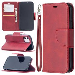 Classic Sheepskin PU Leather Phone Wallet Case for iPhone 12 mini (5.4 inch) - Red
