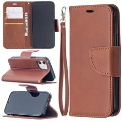 Classic Sheepskin PU Leather Phone Wallet Case for iPhone 12 mini (5.4 inch) - Brown
