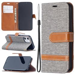 Jeans Cowboy Denim Leather Wallet Case for iPhone 12 mini (5.4 inch) - Gray