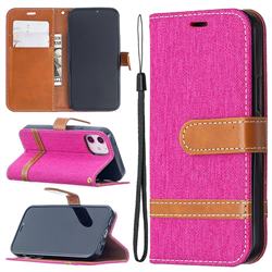 Jeans Cowboy Denim Leather Wallet Case for iPhone 12 mini (5.4 inch) - Rose