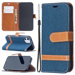 Jeans Cowboy Denim Leather Wallet Case for iPhone 12 mini (5.4 inch) - Dark Blue