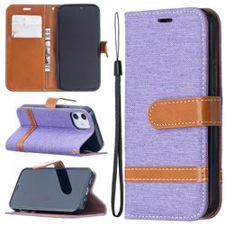 Jeans Cowboy Denim Leather Wallet Case for iPhone 12 mini (5.4 inch) - Purple