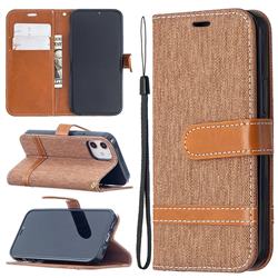 Jeans Cowboy Denim Leather Wallet Case for iPhone 12 mini (5.4 inch) - Brown