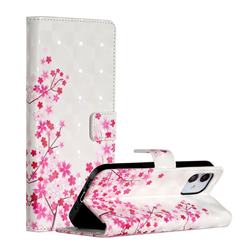 Cherry Blossom 3D Painted Leather Phone Wallet Case for iPhone 12 mini (5.4 inch)