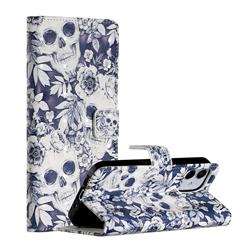 Skull Flower 3D Painted Leather Phone Wallet Case for iPhone 12 mini (5.4 inch)