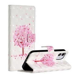Sakura Flower Tree 3D Painted Leather Phone Wallet Case for iPhone 12 mini (5.4 inch)