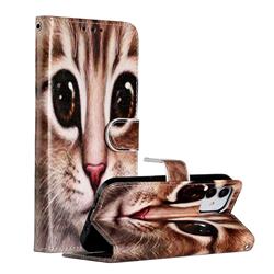 Coffe Cat Smooth Leather Phone Wallet Case for iPhone 12 mini (5.4 inch)