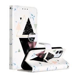 Triangle Marble Smooth Leather Phone Wallet Case for iPhone 12 mini (5.4 inch)