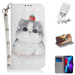 Cute Tomato Cat 3D Painted Leather Wallet Phone Case for iPhone 12 mini (5.4 inch)