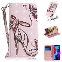 Butterfly High Heels 3D Painted Leather Wallet Phone Case for iPhone 12 mini (5.4 inch)
