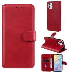 Retro Calf Matte Leather Wallet Phone Case for iPhone 12 mini (5.4 inch) - Red