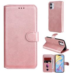 Retro Calf Matte Leather Wallet Phone Case for iPhone 12 mini (5.4 inch) - Pink