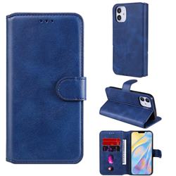 Retro Calf Matte Leather Wallet Phone Case for iPhone 12 mini (5.4 inch) - Blue