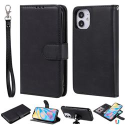 Retro Greek Detachable Magnetic PU Leather Wallet Phone Case for iPhone 12 mini (5.4 inch) - Black