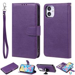 Retro Greek Detachable Magnetic PU Leather Wallet Phone Case for iPhone 12 mini (5.4 inch) - Purple