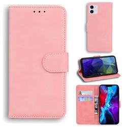 Retro Classic Skin Feel Leather Wallet Phone Case for iPhone 12 mini (5.4 inch) - Pink