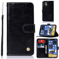 Luxury Retro Leather Wallet Case for iPhone 12 mini (5.4 inch) - Black