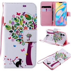 Cat and Tree PU Leather Wallet Case for iPhone 12 mini (5.4 inch)