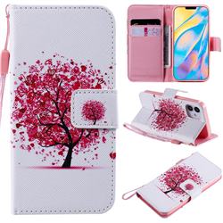 Colored Red Tree PU Leather Wallet Case for iPhone 12 mini (5.4 inch)