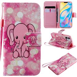 Pink Elephant PU Leather Wallet Case for iPhone 12 mini (5.4 inch)