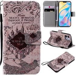 Castle The Marauders Map PU Leather Wallet Case for iPhone 12 mini (5.4 inch)
