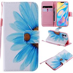 Blue Sunflower PU Leather Wallet Case for iPhone 12 mini (5.4 inch)